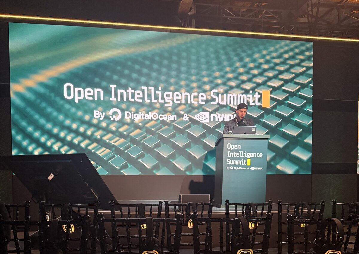 The main stage at the Open Intelligence Summit, by DigitalOcean & NVIDIA